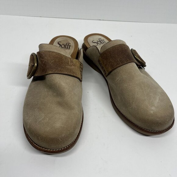 Sofft Billie Oiled Mules Suede Leather Cashmere Tan Slip on Shoes Sz. 9 - Picture 3 of 9